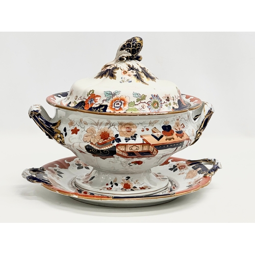 273 - A large Mid 19th Century Morley & Ashworth tureen, cover and base plate. Circa 1859-1862. Tureen 34x... 