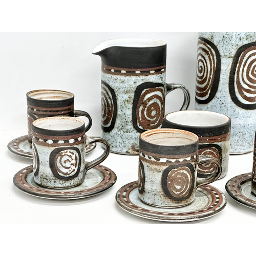 117F - A 15 piece Mid Century Briglin glazed stoneware coffee service.