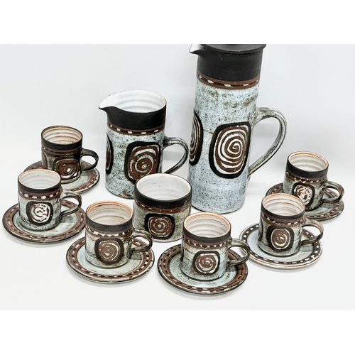 117F - A 15 piece Mid Century Briglin glazed stoneware coffee service.