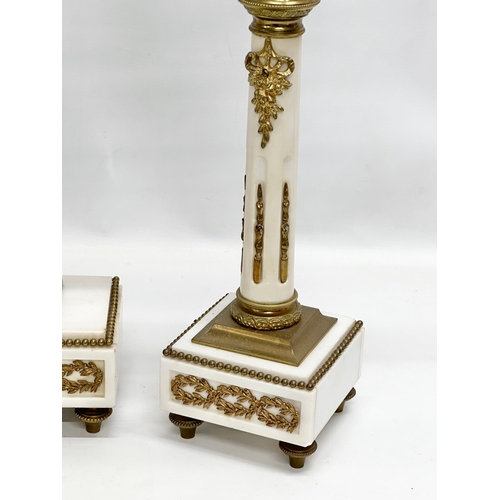 32 - A large good quality Late 19th Century French marble and brass 3 piece clock set. Medaille D’Argent.... 