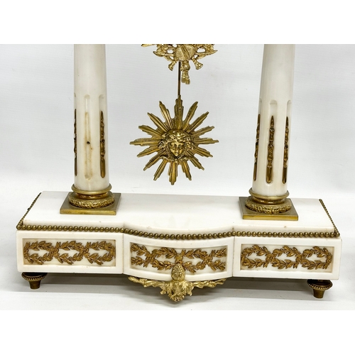 32 - A large good quality Late 19th Century French marble and brass 3 piece clock set. Medaille D’Argent.... 