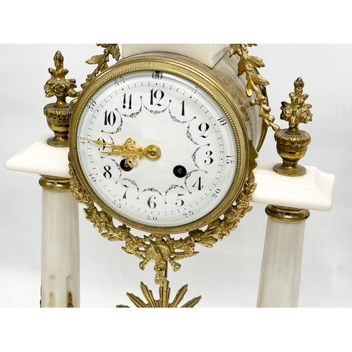 32 - A large good quality Late 19th Century French marble and brass 3 piece clock set. Medaille D’Argent.... 