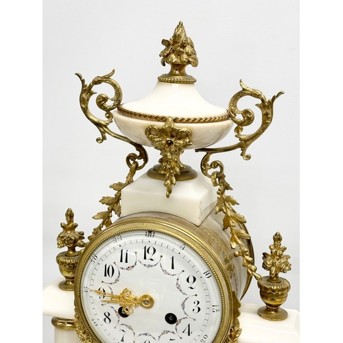 32 - A large good quality Late 19th Century French marble and brass 3 piece clock set. Medaille D’Argent.... 