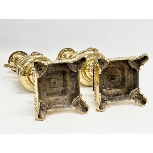 270 - A pair Late 19th Century Victorian brass garnitures. 12x13x38cm.