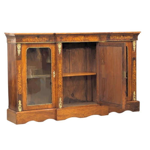 1172 - A large Victorian inlaid walnut credenza with brass ormolu mounts. 176x37x106cm