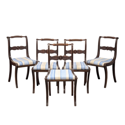 1188 - A set for 5 Early 20th Century Regency style mahogany dining chairs on Sabre legs(5)