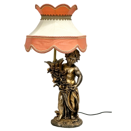 560 - A large gilt painted figurine table lamp. 89cm