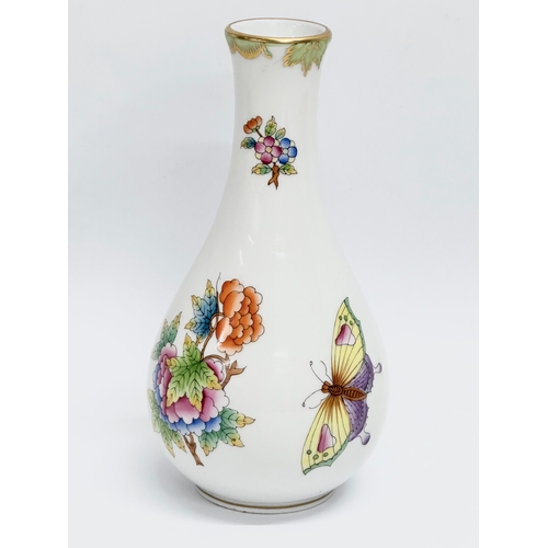 555 - A Herend ‘Queen Victoria’ hand painted vase. 16cm