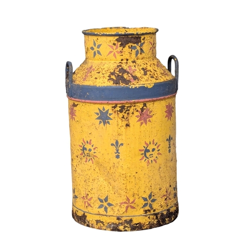 578 - A vintage painted milk churn. 66cm