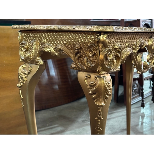 40 - A vintage gilt side table. Needs screws. 79x38x76cm