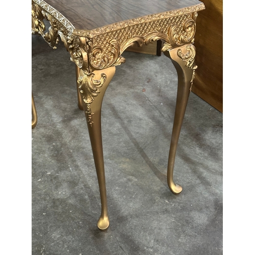 40 - A vintage gilt side table. Needs screws. 79x38x76cm