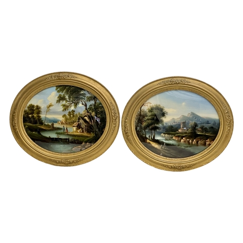 141 - A pair of Late 19th/Early 20th Century oil paintings in gilt frames. Frames 59x51cm.