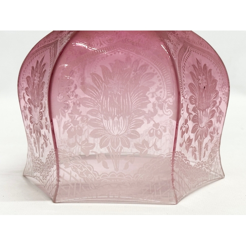 64 - A Late 19th Century Victorian cranberry glass shade. 16x13cm