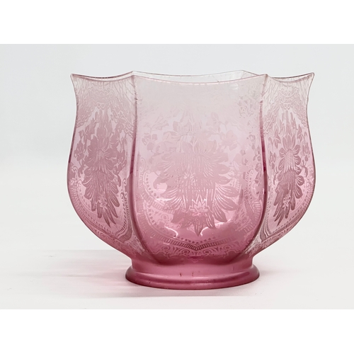 64 - A Late 19th Century Victorian cranberry glass shade. 16x13cm