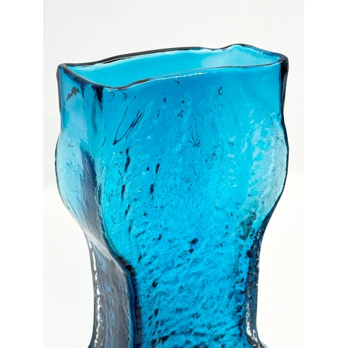 6 - A large rare Whitefriars ‘Waisted’ 9682 textured Kingfisher blue vase. Designed by Geoffrey Baxter. ... 