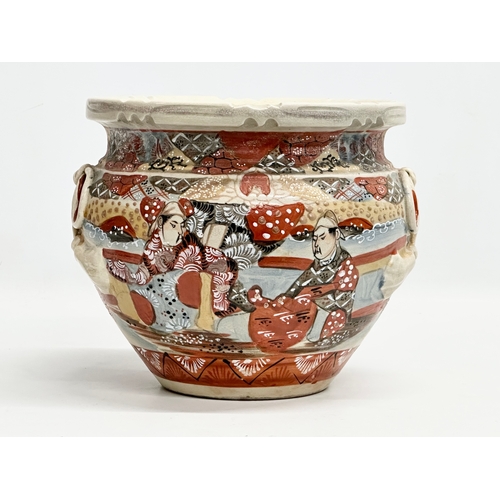 182 - A large Late 19th Century Japanese hand painted pottery jardiniere by Satsuma. Decorated with samura... 