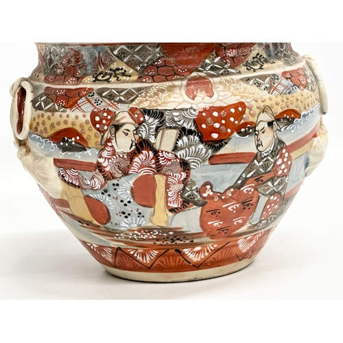 182 - A large Late 19th Century Japanese hand painted pottery jardiniere by Satsuma. Decorated with samura... 