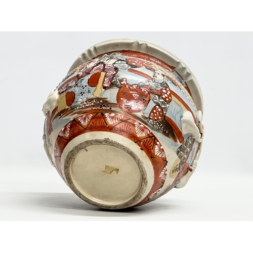 182 - A large Late 19th Century Japanese hand painted pottery jardiniere by Satsuma. Decorated with samura... 