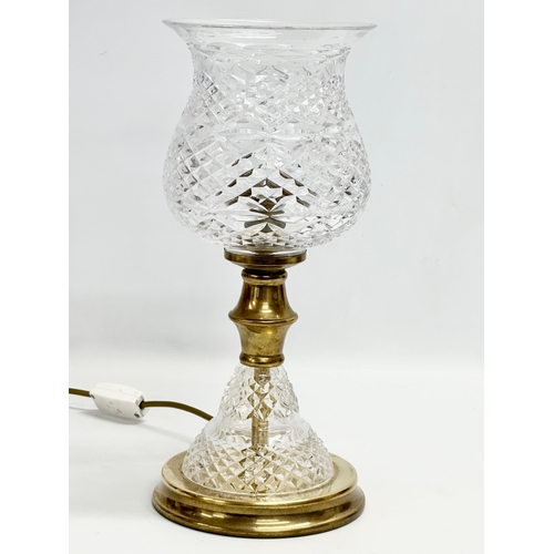 430 - A and crystal and brass table lamp by Prisms. 37cm