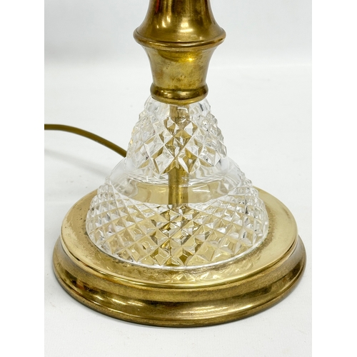 430 - A and crystal and brass table lamp by Prisms. 37cm