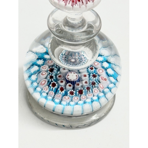 22 - A 19th Century millefiori glass ink bottle and stopper. 14cm