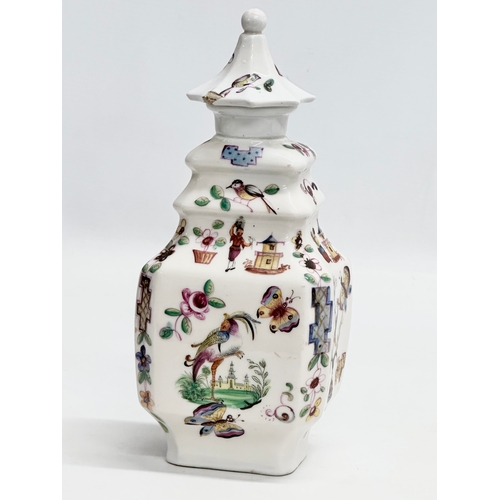 78 - A 19th Century Chinese pagoda jar with cover. 9.5x8x23cm.