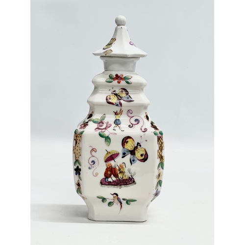 78 - A 19th Century Chinese pagoda jar with cover. 9.5x8x23cm.