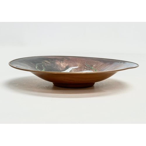 79 - Sagitta Holland. A signed Mid 20th Century enamel on copper bowl. Signed by artist. 21.5x3.5cm.