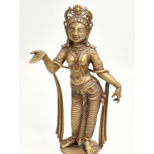 84 - A pair of 19th Century brass Radha Krishna statues. 23cm