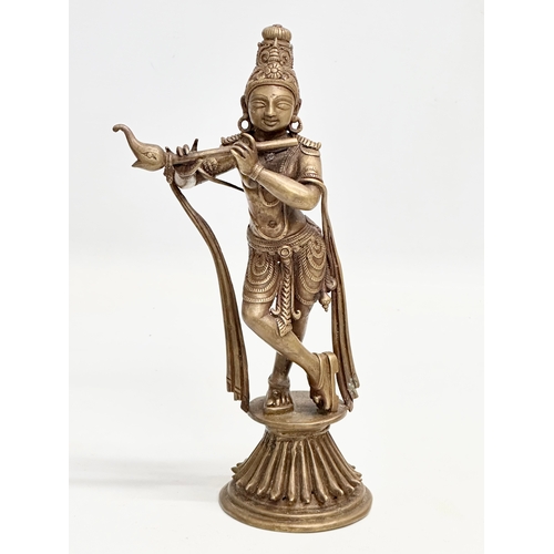 84 - A pair of 19th Century brass Radha Krishna statues. 23cm