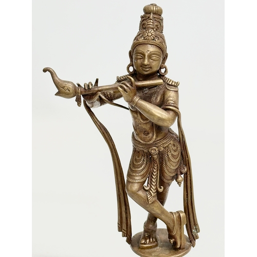 84 - A pair of 19th Century brass Radha Krishna statues. 23cm