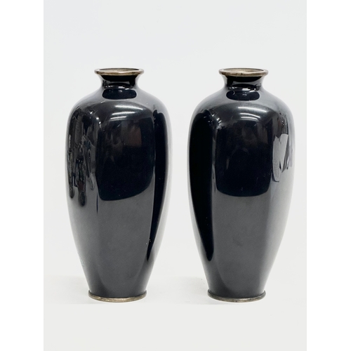 90 - A pair of Japanese cloisonné enamelled vases. Late Meiji Period (1868-1912) circa 1890-1910. 16cm