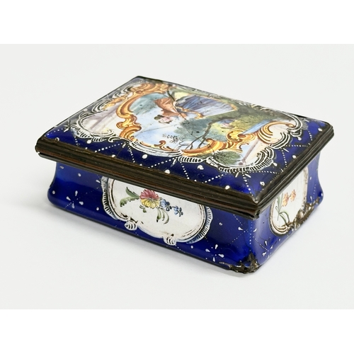 57 - An 18th Century enamel patch box. 7x6x3cm