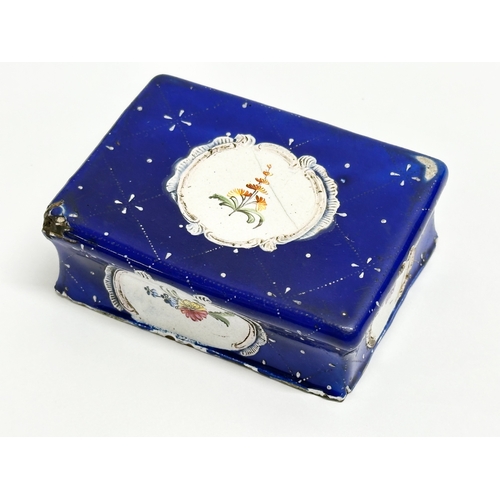 57 - An 18th Century enamel patch box. 7x6x3cm