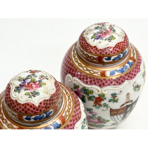 95 - A pair of Late 19th Century Samson of Paris porcelain jars with covers. Circa 1880. 8x14cm.