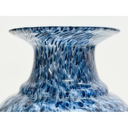 98 - An Early/Mid 20th Century peacock glass vase in the Monart style. 18x22cm.