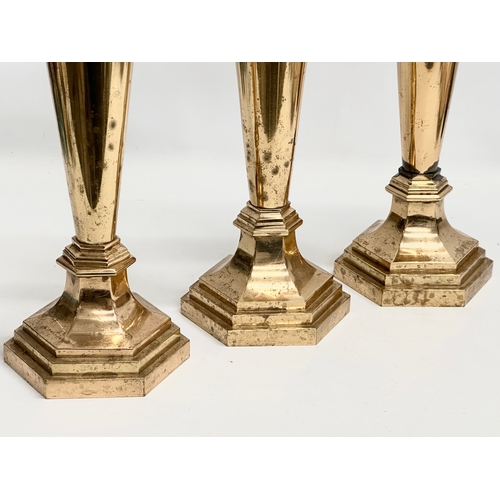 31 - A set of 3 large Late 19th/Early 20th Century ecclesiastical bronze vases with original brass liners... 