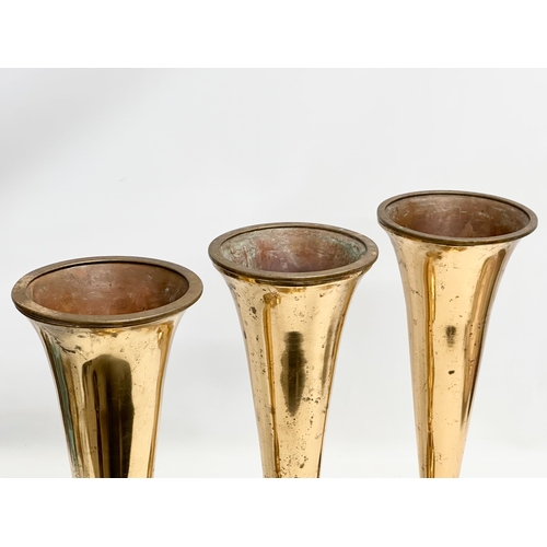 31 - A set of 3 large Late 19th/Early 20th Century ecclesiastical bronze vases with original brass liners... 