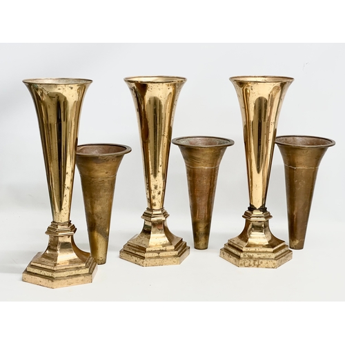 31 - A set of 3 large Late 19th/Early 20th Century ecclesiastical bronze vases with original brass liners... 