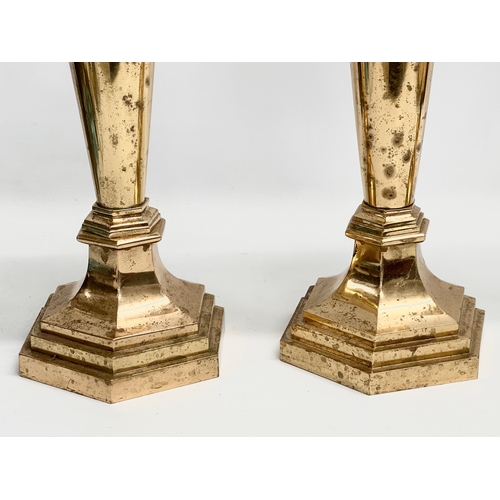 31 - A set of 3 large Late 19th/Early 20th Century ecclesiastical bronze vases with original brass liners... 