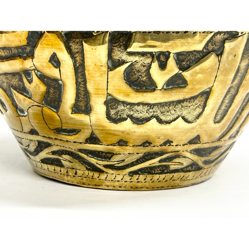 104 - A large 19th Century Middle Eastern Persian brass jardiniere/planter. 31x20cm