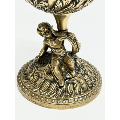 160 - A Late 19th Century brass cherub compote bowl. 15x21cm.