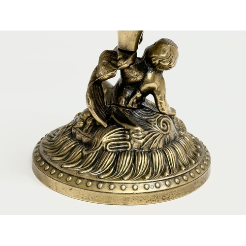 160 - A Late 19th Century brass cherub compote bowl. 15x21cm.