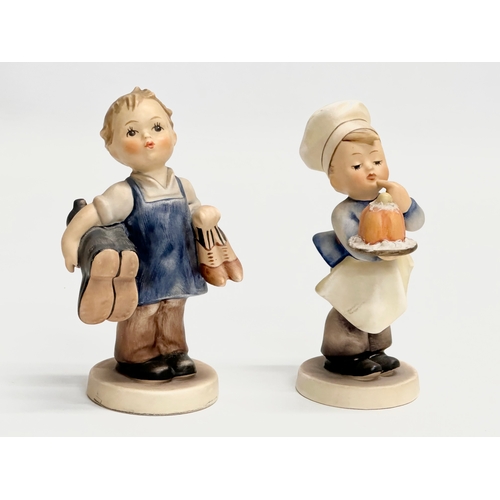 443 - 2 M. J. Hummel Goebel Pottery figurines. West Germany. Boots and Baker. 13cm.