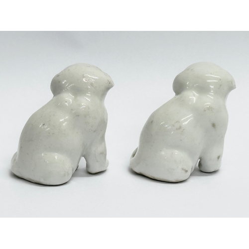 12 - A set of 3 Japanese Hirado Porcelain model puppies. Meiji Period (1868-1912) Late 19th Century.