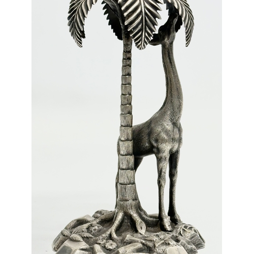 19 - A good quality 19th Century silver plated centrepiece compote. Giraffe under palm trees. Probably by... 