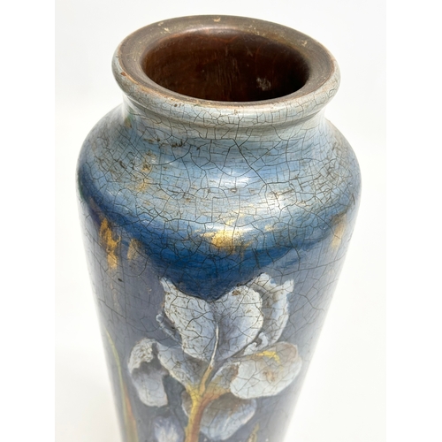 187 - An Early 20th Century Austrian hand painted Pokerwork vase. 1900-1920. 30cm