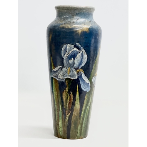 187 - An Early 20th Century Austrian hand painted Pokerwork vase. 1900-1920. 30cm