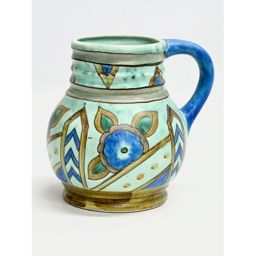 448 - A Flaxman Ware Art Deco pottery jug by Wadeheath. Late 1930’s. 17x13x17cm.