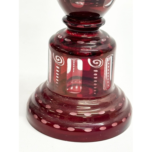 116 - Friedrich Egermann. An Early 20th Century Bohemian ruby glass jar urn with cover. By Egermann. 27cm